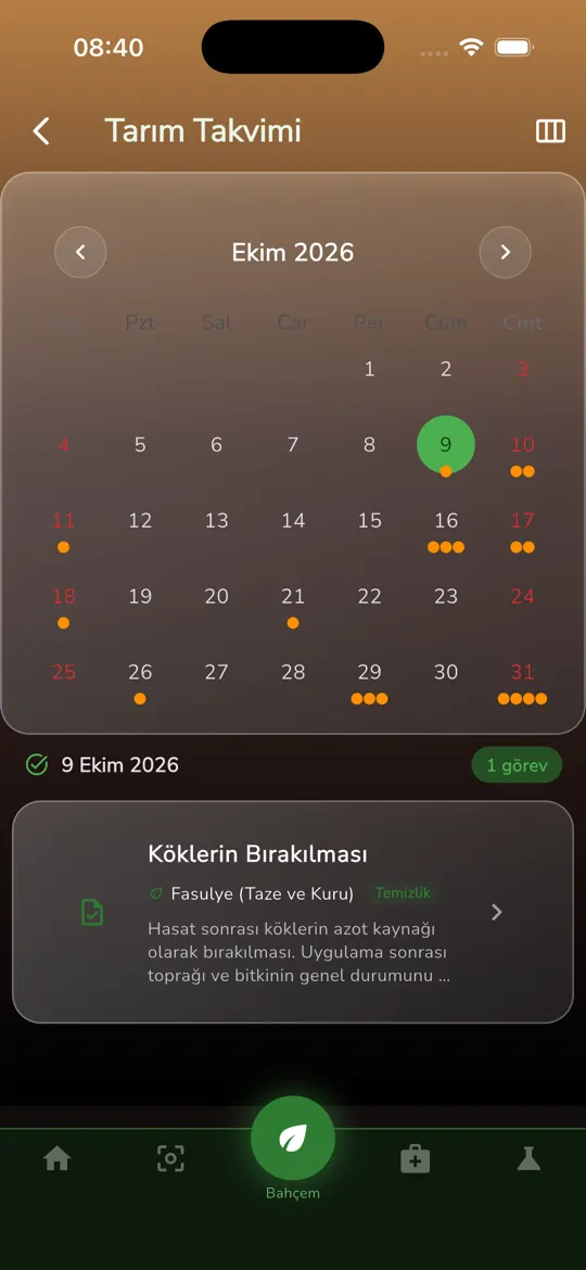 Farming calendar screen with October tasks